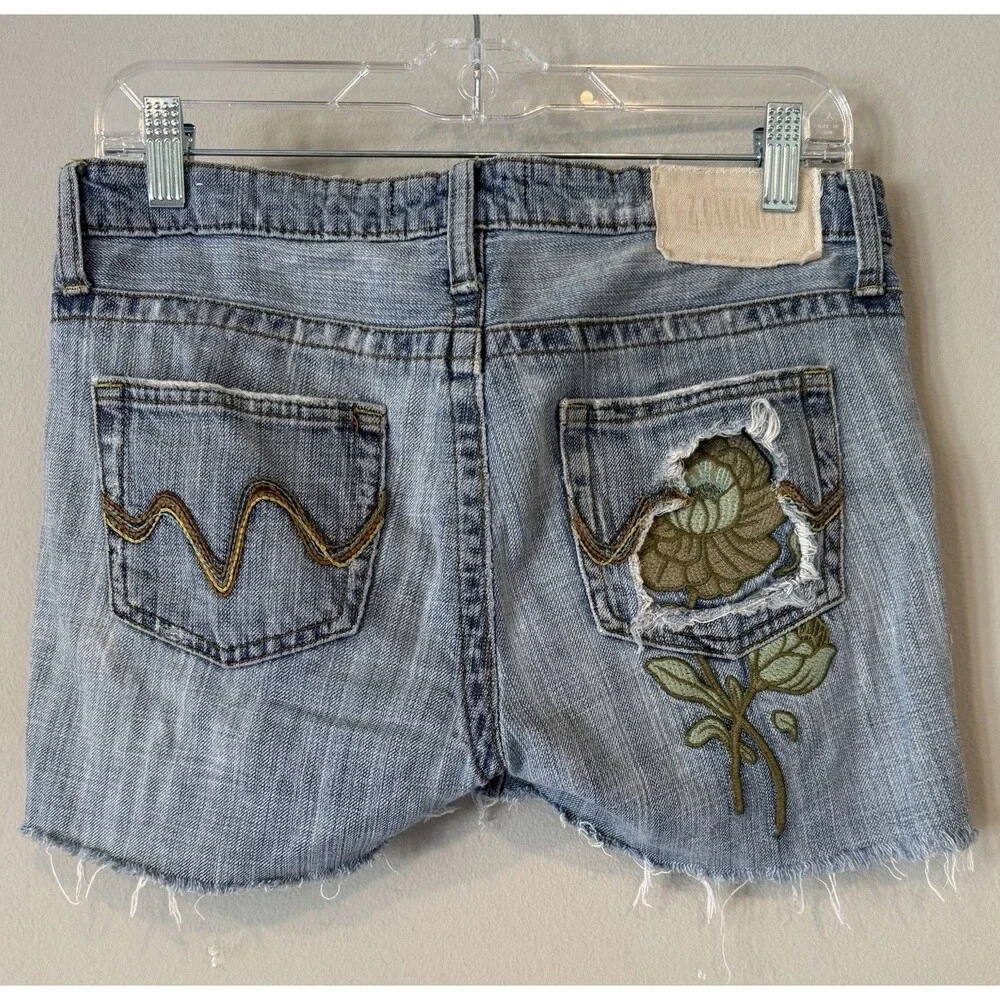 VTG Z Cavaricci Womens Cut Off Denim Shorts Sz 3 Destroyed Frayed 90s Y2K